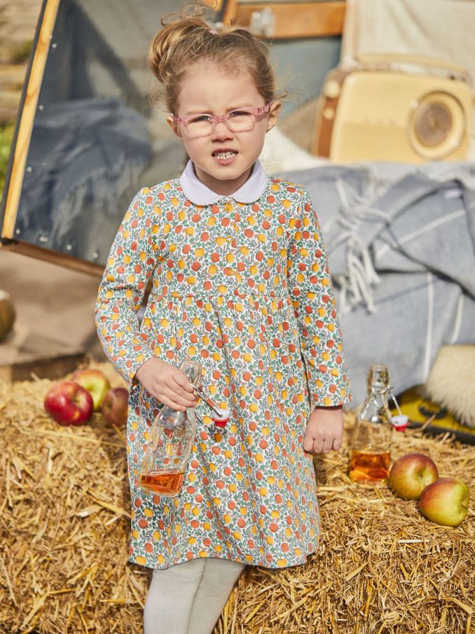 Russet Orange Apple Floral - Peter Pan Dress