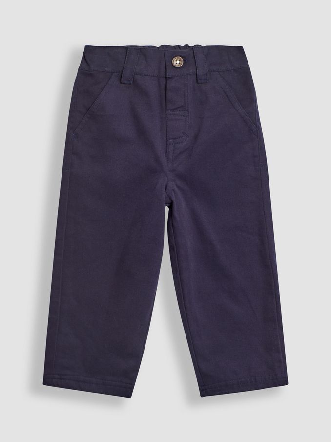Navy Jersey Lined Twill Trousers (C07152) | £9