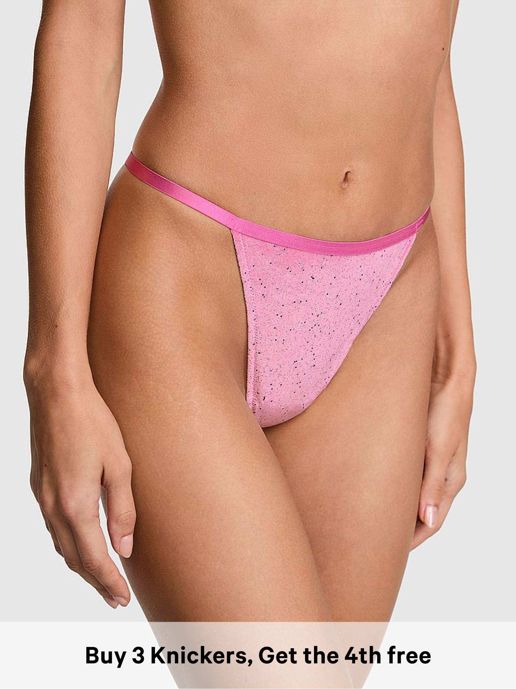 Moonstone Pink - Thong Confetti Velour Knickers