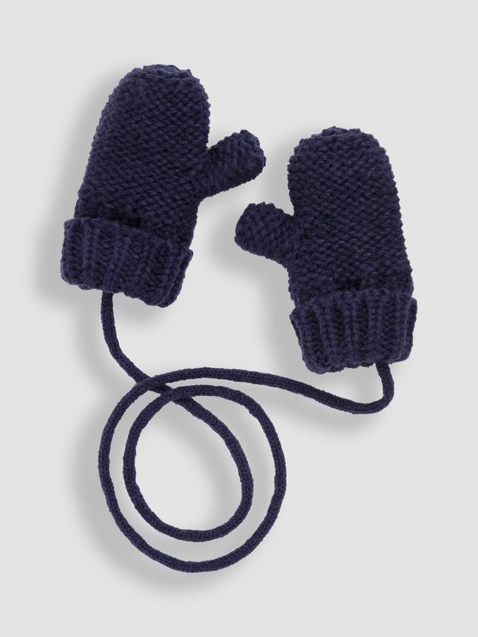 Navy Blue Mittens with String (C10010) | £11.50