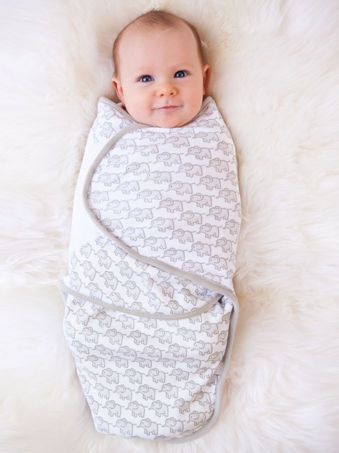 Grey Elephant Print Newborn Swaddle (C11115) | £8