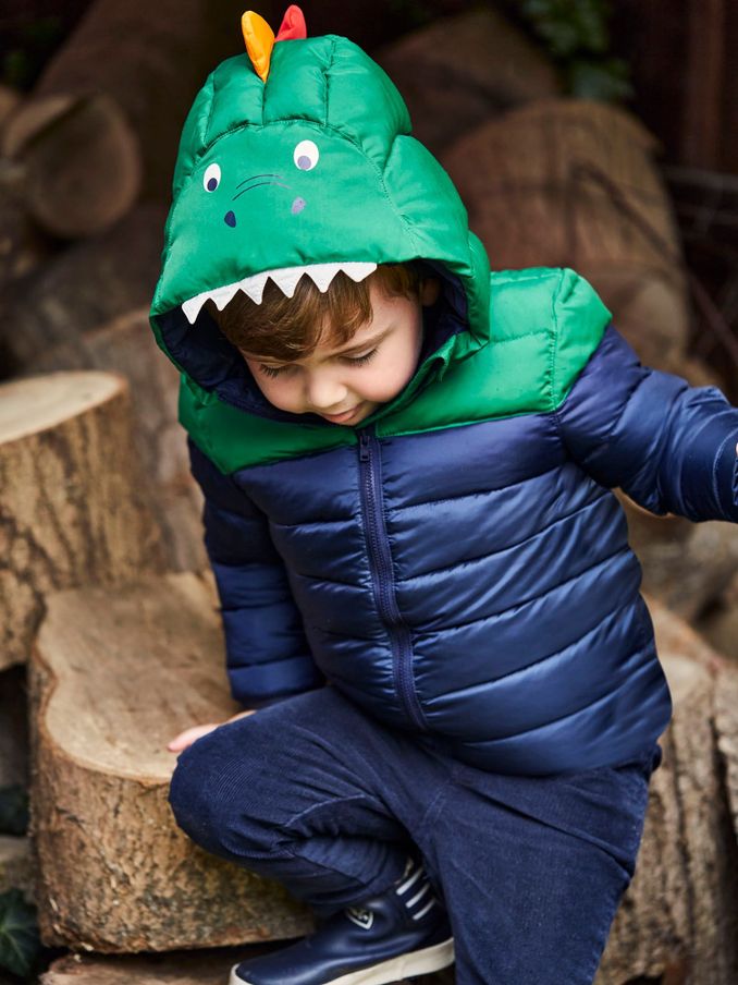 Navy Green Dino Puffer Jacket (C19800) | £49.50 - £53.50