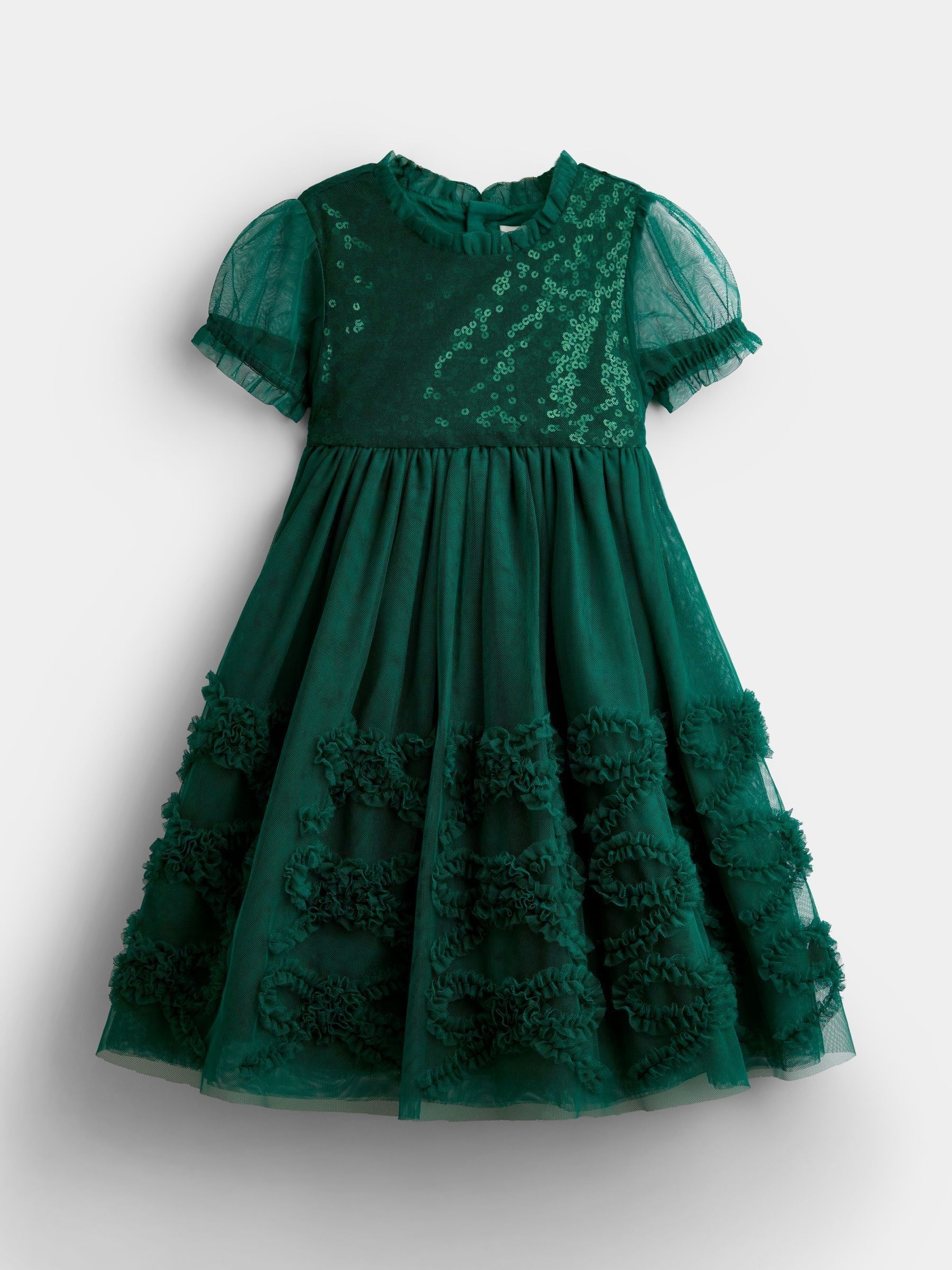 Emerald Green - Sequin & Tulle Bow Party Dress