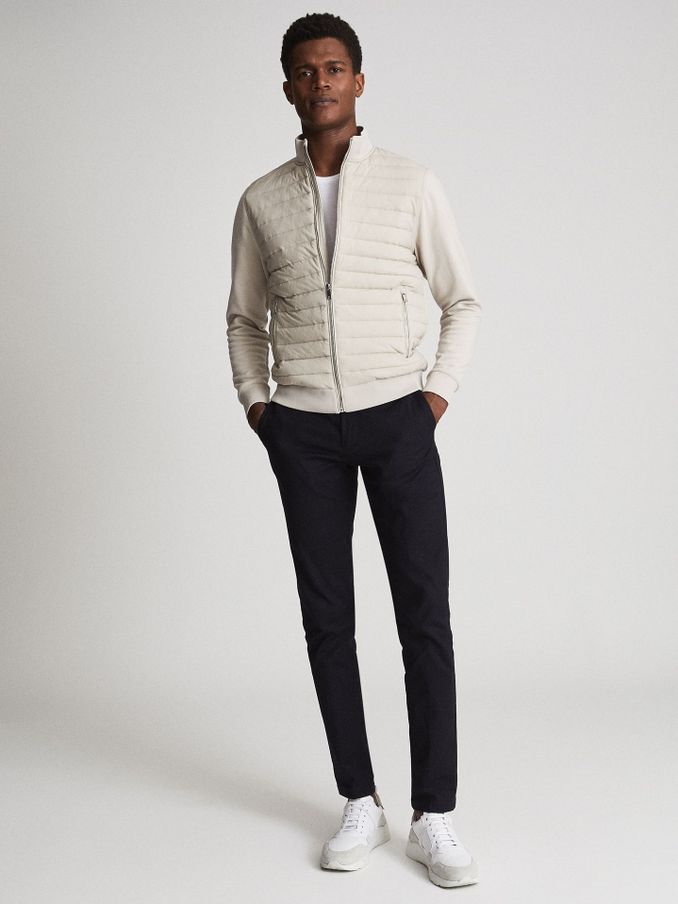 Quilted Hybrid Jacket in Stone (C27192) | £168