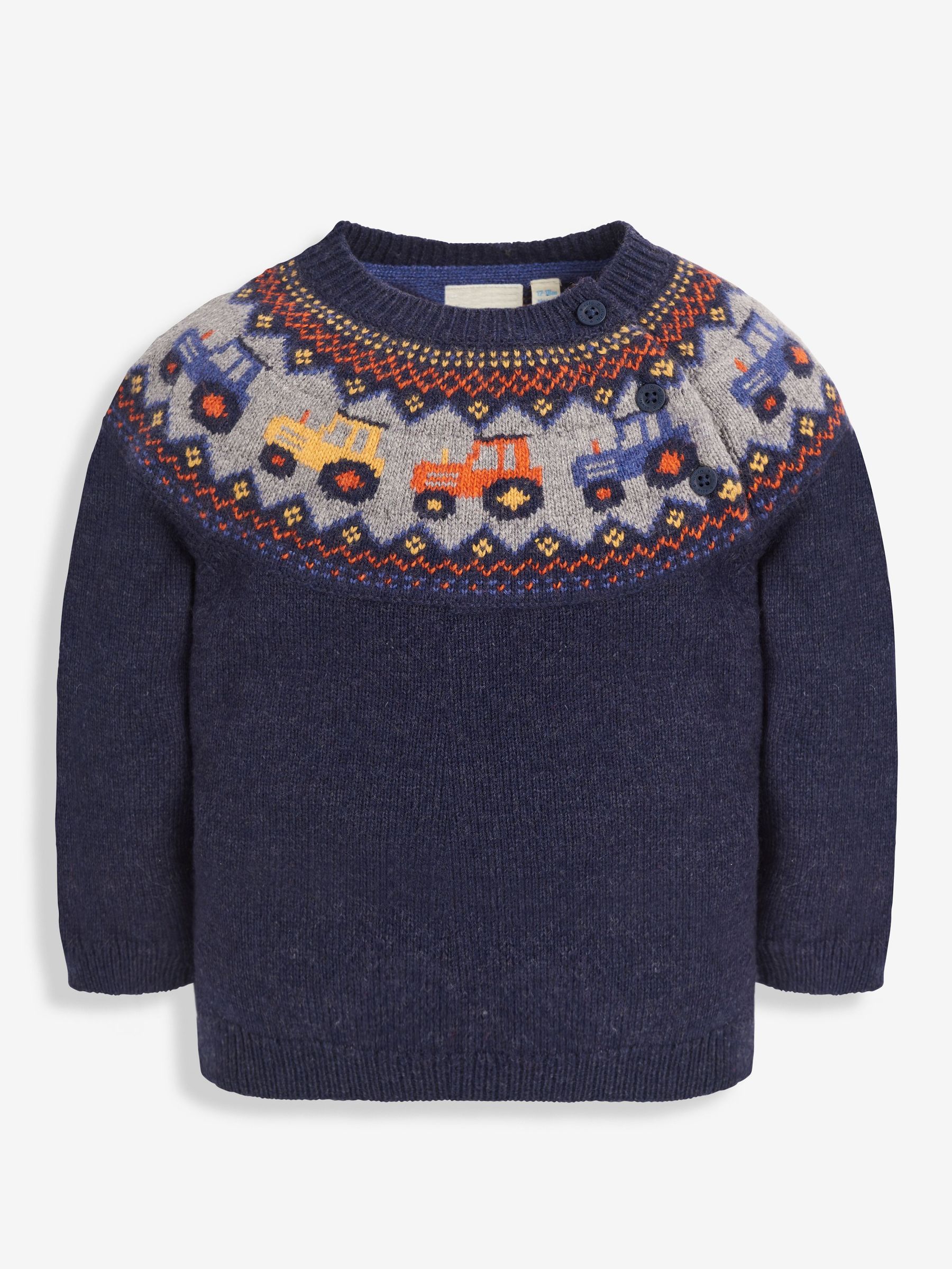 Navy Blue Tractor - Fairisle Pattern Jumper
