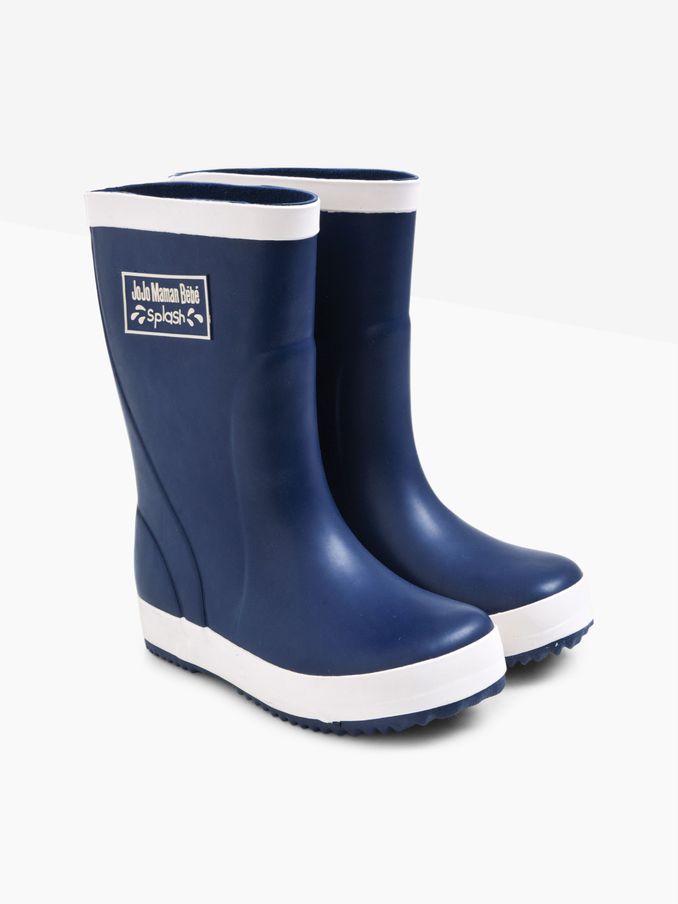 Navy Blue Contrast Trim Lined Wellies (C34200) | £19 - £21.50
