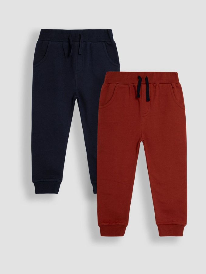 Rust and Navy Blue 100% Cotton Joggers 2 Pack (C40863) | £21
