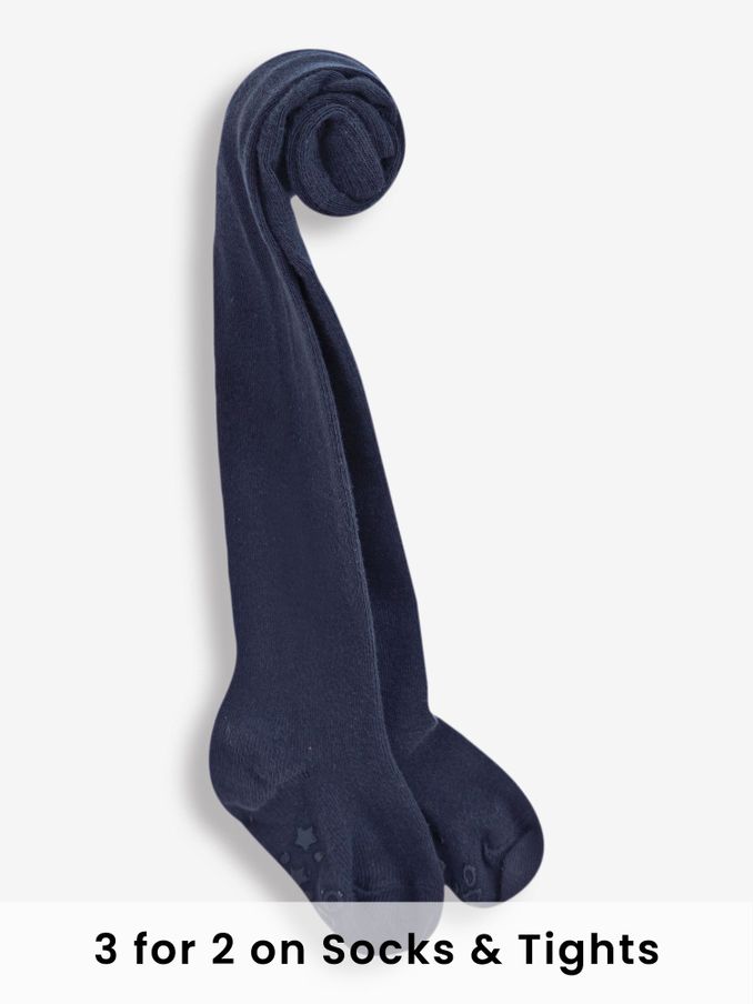 Navy Blue Cotton Rich Plain Tights (C42078) | £9.50