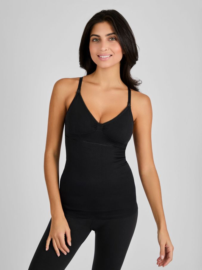 Black Seamless Postnatal Support Nursing Vest (C42866) | £24