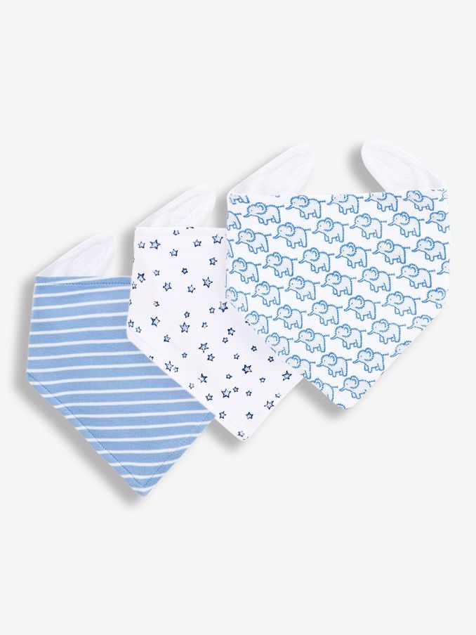 Baby Blue 3-Pack Cotton Baby Dribble Bibs (C43303) | £12