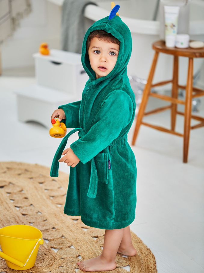 Green Dinosaur Cotton Towelling Robe (C43561) | £27.50