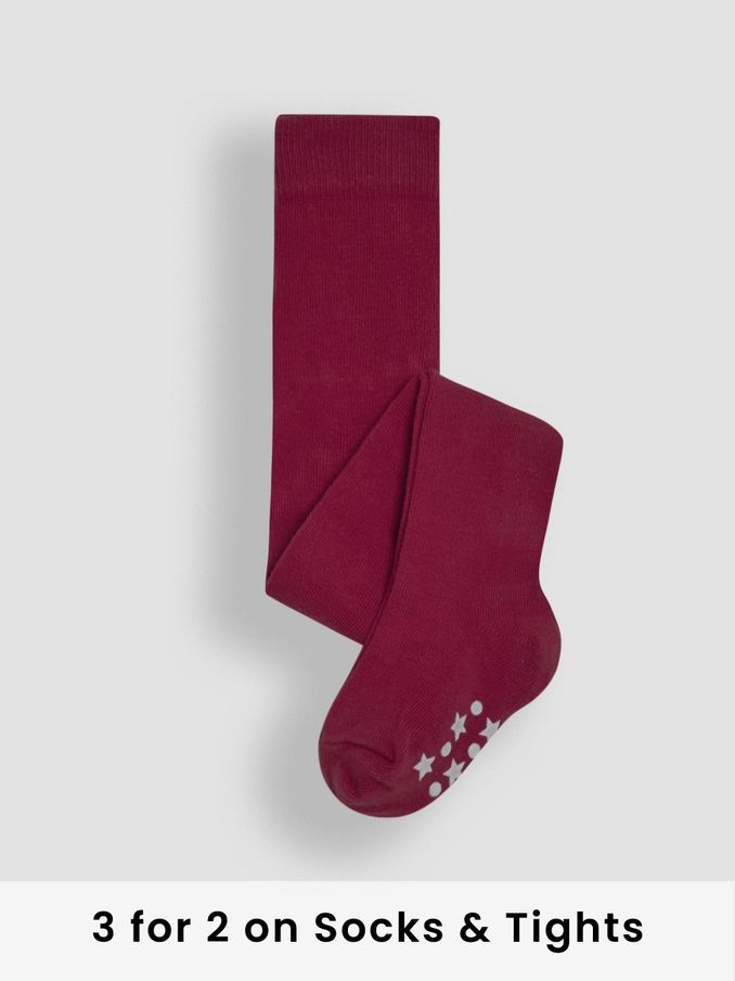 Berry Pink Cotton Rich Plain Tights (C46167) | £9.50