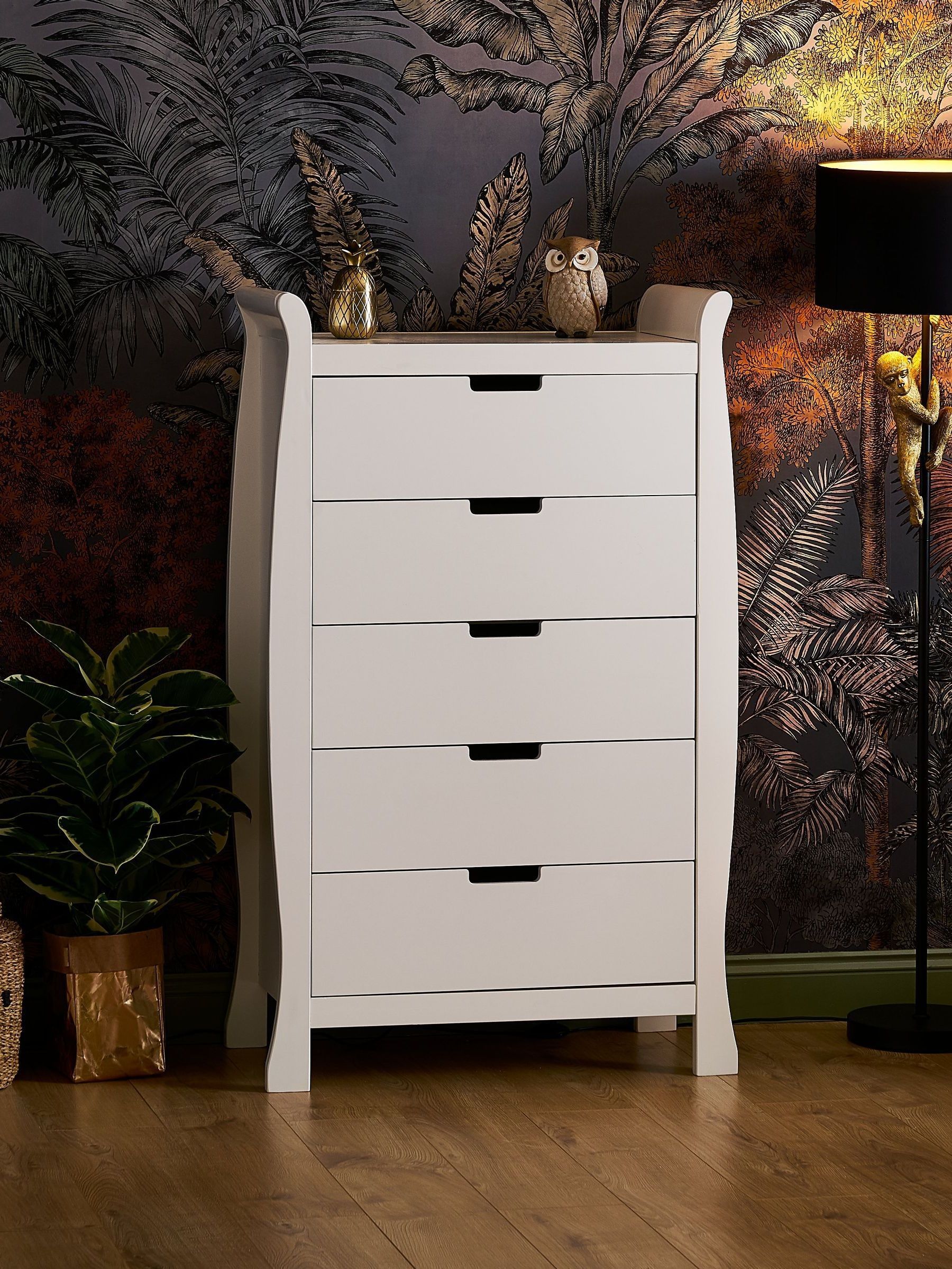 Obaby White Stamford Sleigh Tall Chest of Drawers (C51194) | £300