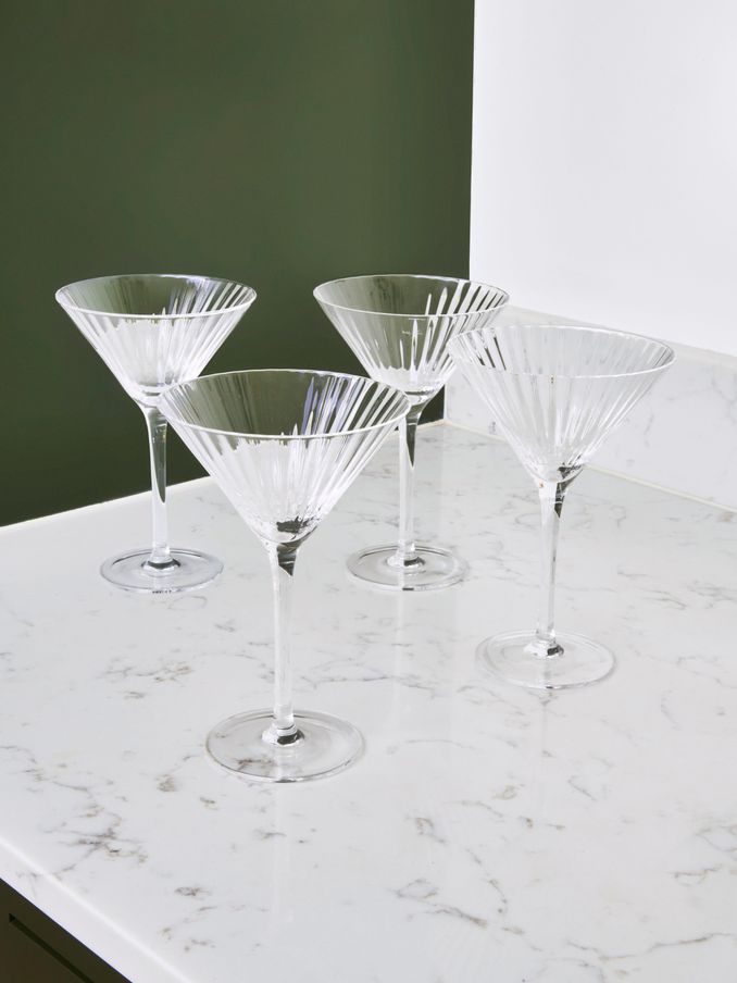 Jasper Conran London Set of 4 Clear Fluted Martini Cocktail Glasses (C53170) | £45