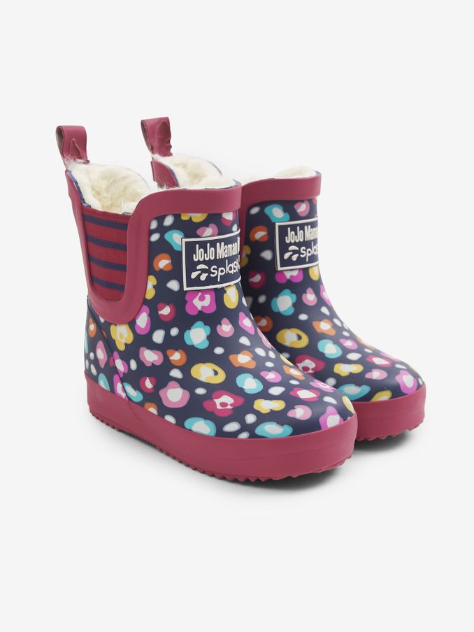 Navy Blue Cosy Lined Printed Ankle Wellies (C53562) | £10