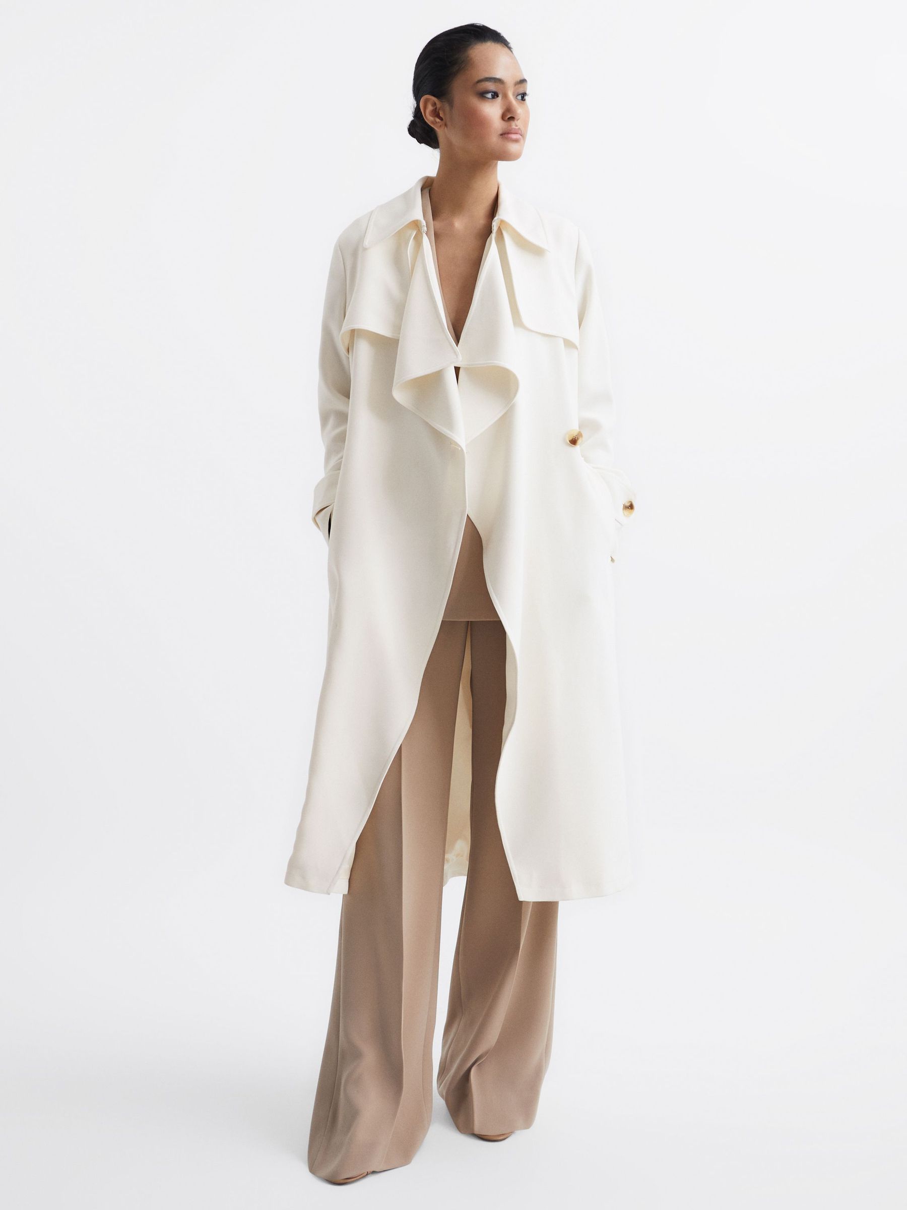 Belted Trench Coat in White (C66653) | £101