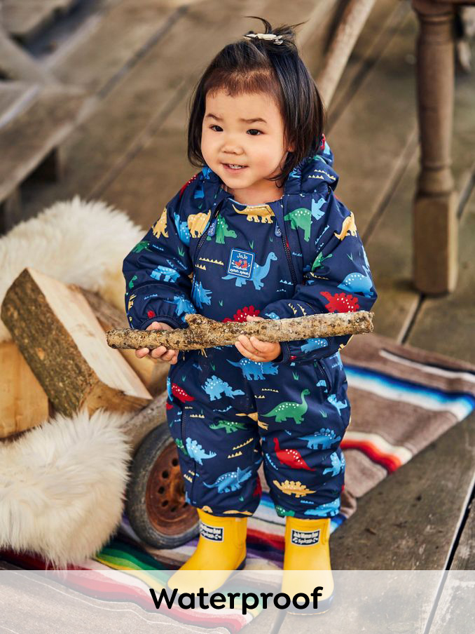 Navy Blue Dinosaur Waterproof Fleece Lined Puddle Suit (C73793) | £31 - £32