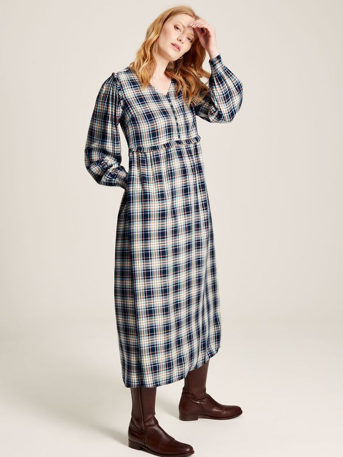 Camilla Blue Button Front Tiered Dress (C74917) | £40