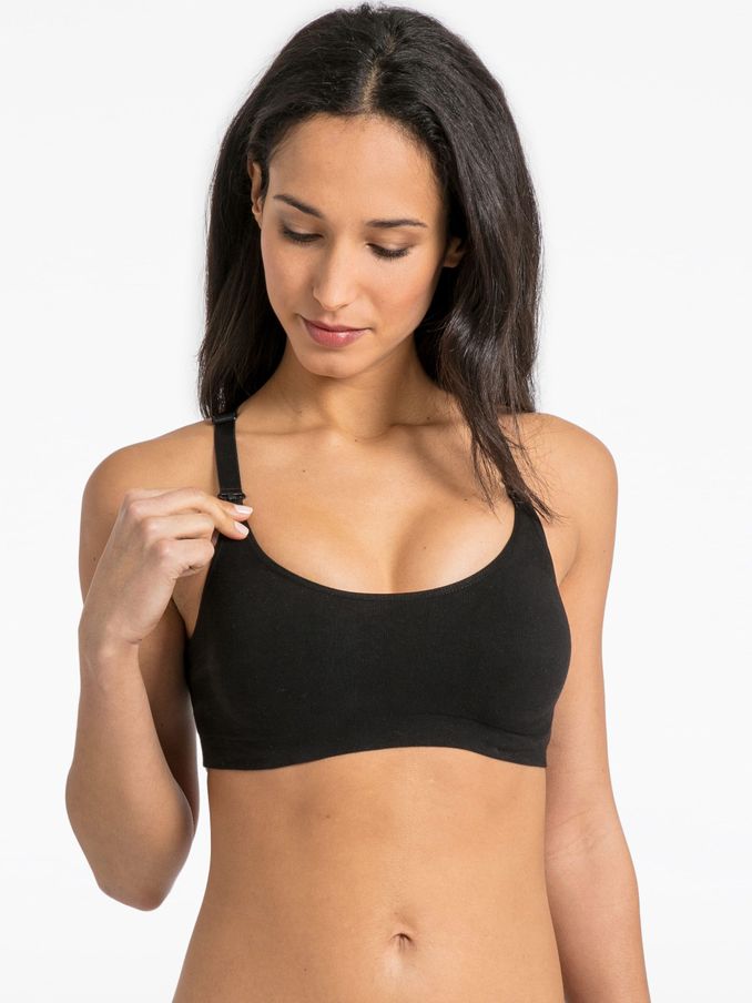 Black Cotton Rich Seamless Maternity & Nursing Bra (C81006) | £18