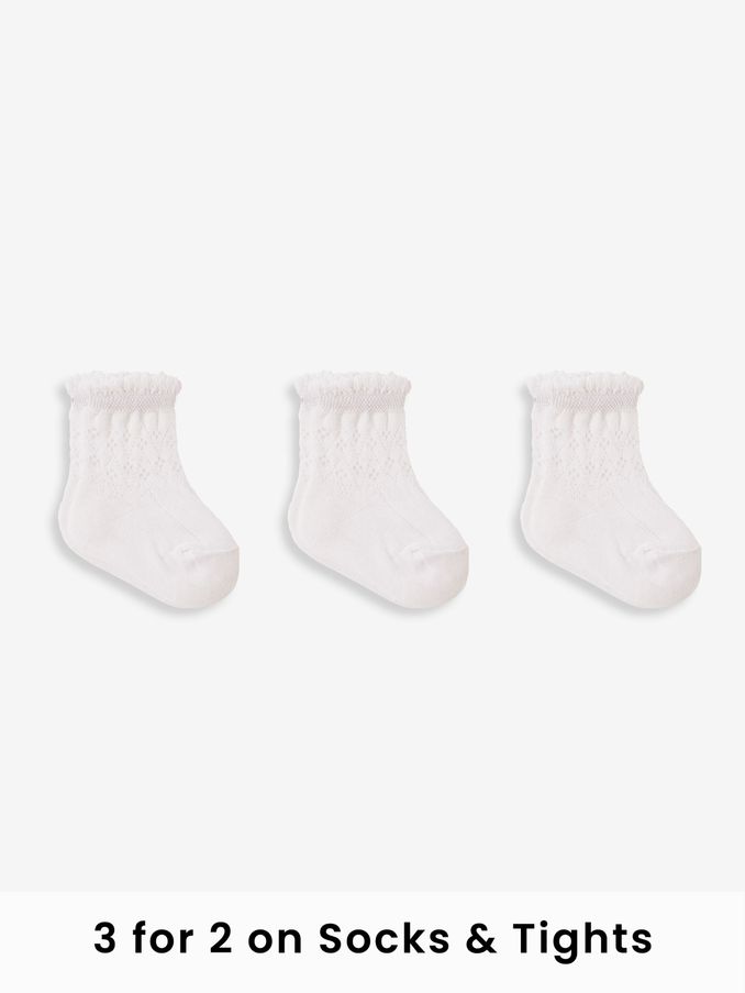 White 3-Pack Pretty Pointelle Socks (C84946) | £5