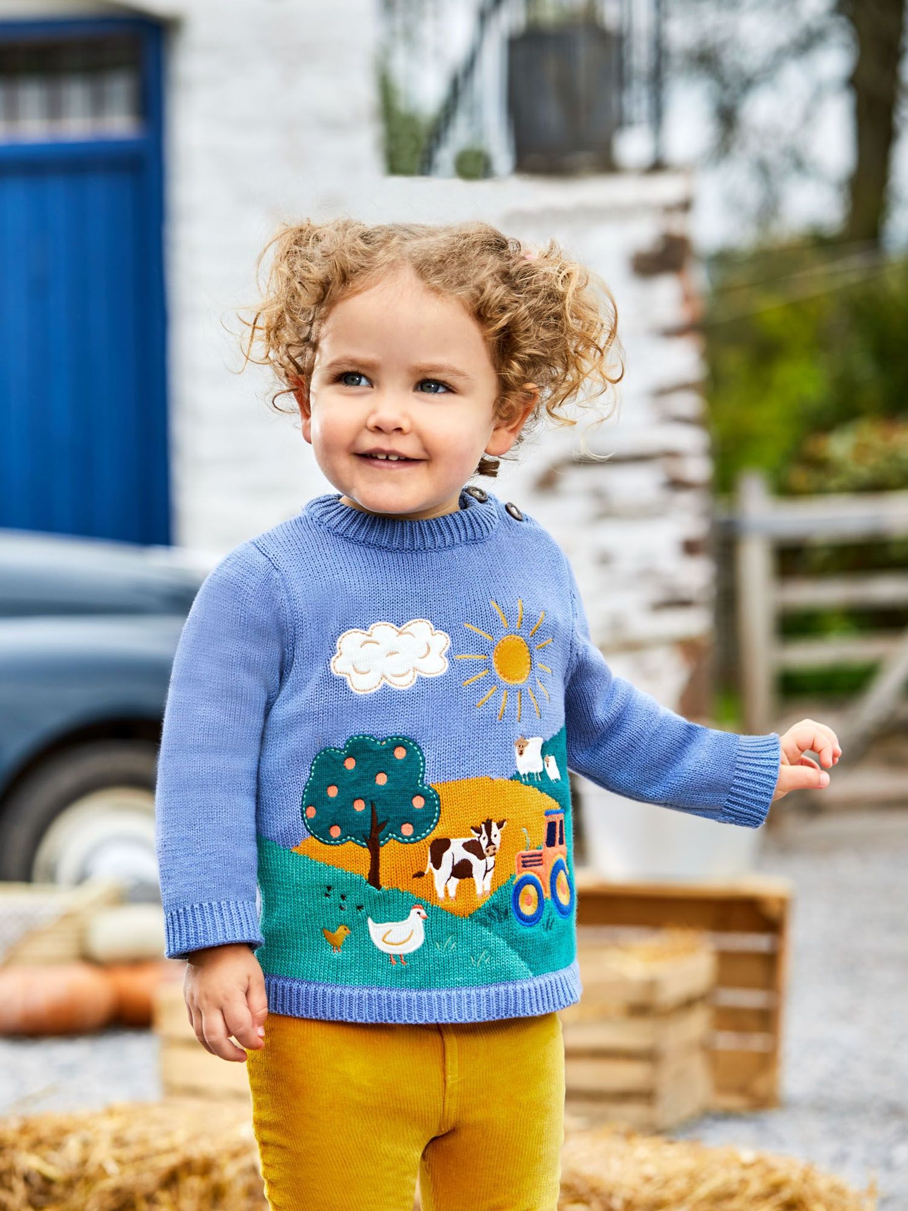 Blue Tractor - Appliqué Scene Jumper