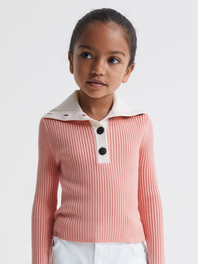 4-9 yrs Colourblock Knitted Top in Pink (C86489) | £15