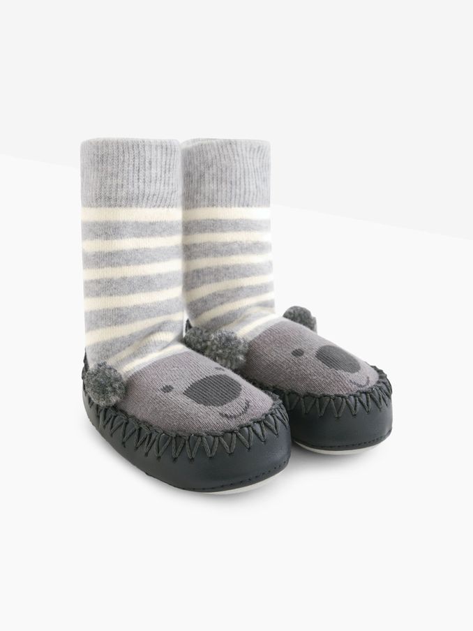 Grey Moccasin Slipper Socks (C87511) | £12