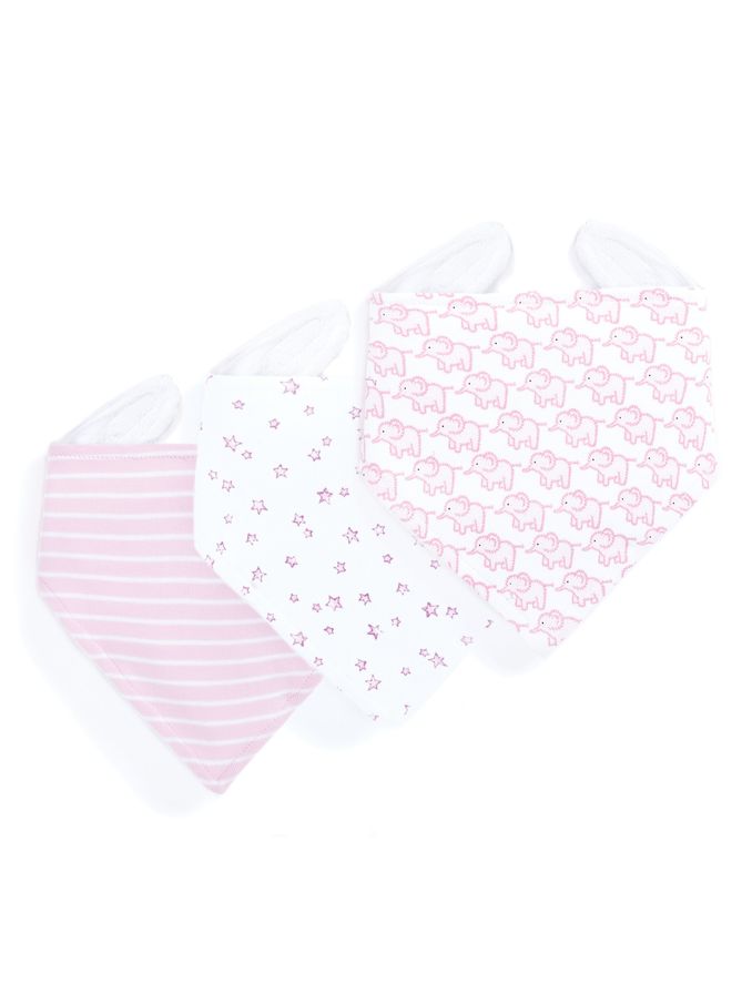 Baby Pink 3-Pack Cotton Baby Dribble Bibs (C87738) | £12