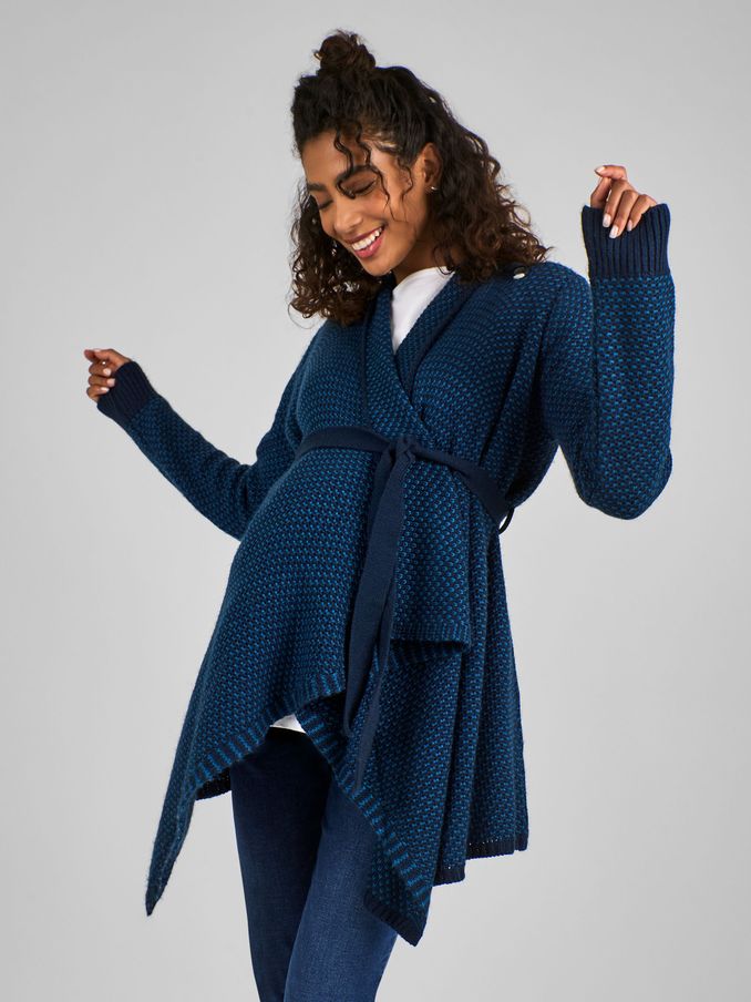 Teal Blue Drape Maternity & Nursing Cardigan (C93348) | £15