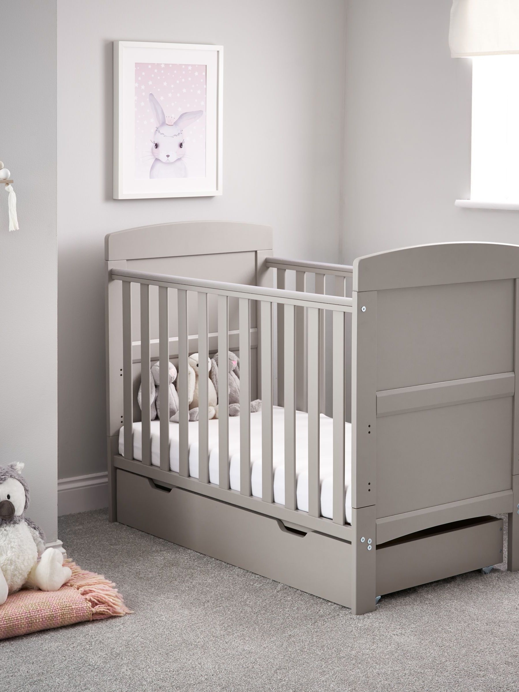 Obaby Grace Warm Grey Mini Cot Bed & Under Drawer (C95482) | £220