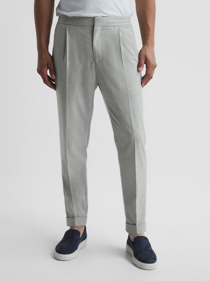 Relaxed Drawstring Trousers with Turn-Ups in Soft Grey (D00328) | £88