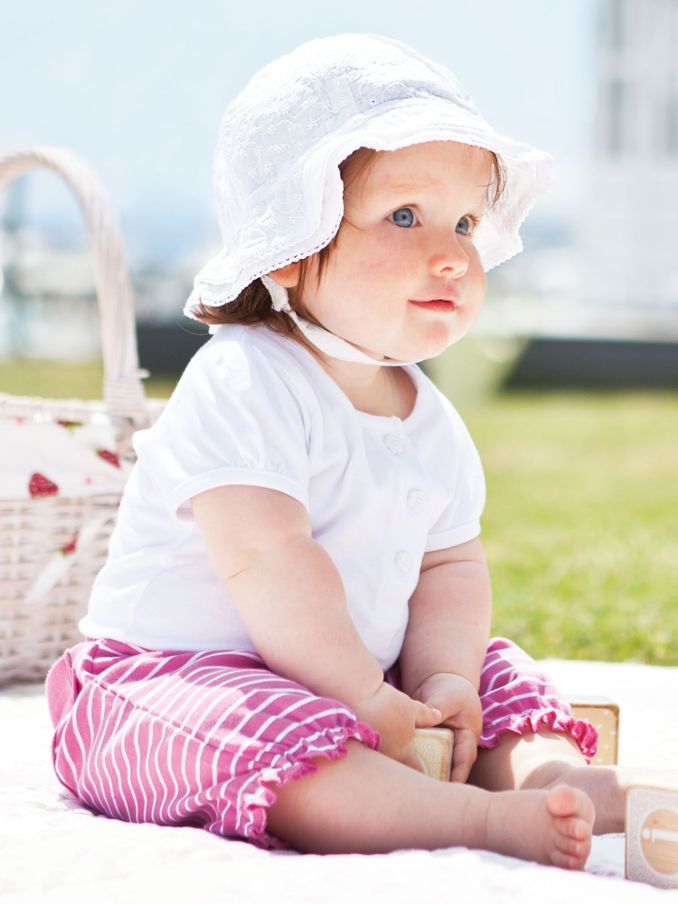 Broderie Anglaise Sun Hat in White (D18202) | £12