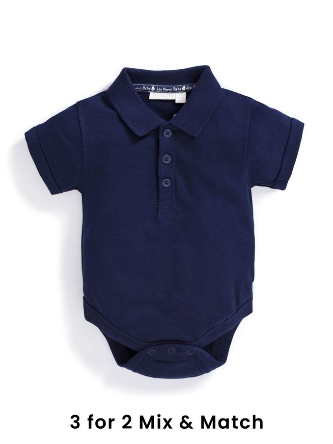 Navy Short Sleeve Polo Shirt Bodysuit (D18207) | £4
