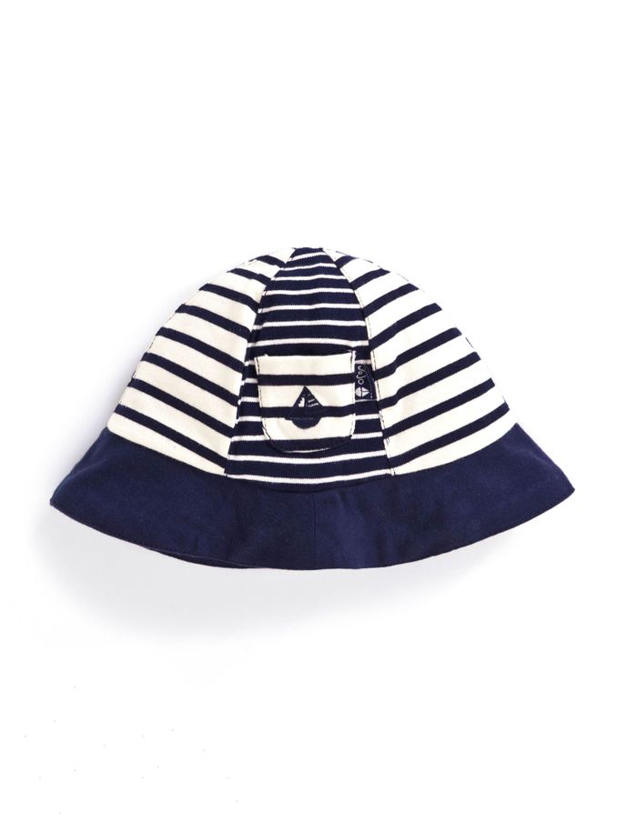 Ecru Navy Stripe - Stripe Baby Sun Hat