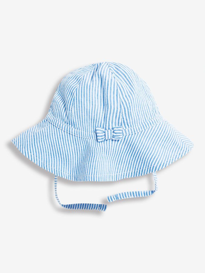 Blue Seersucker Stripe Floppy Sun Hat (D18285) | £8