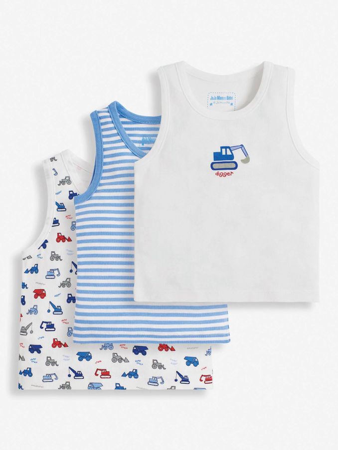 3-Pack Digger Boys' Vest Set in Blue (D18320) | £16