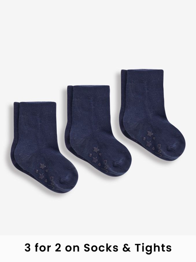 Navy Blue 3-Pack Short Cotton Socks (D18559) | £5