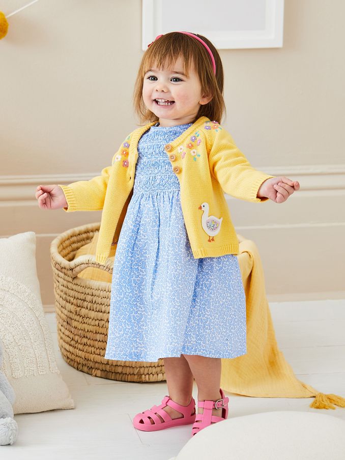 Blue Bud Floral Smocked Dress (D18712) | £15