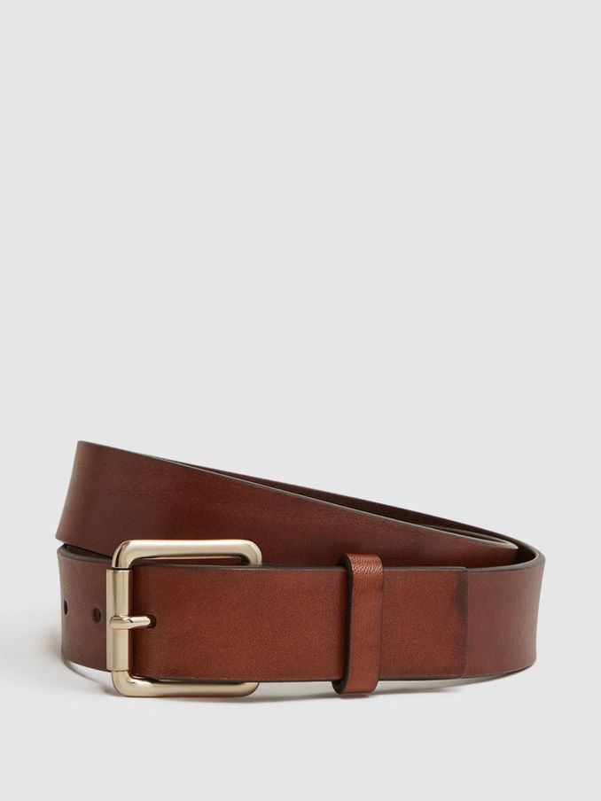 Leather Rivet Belt in Tan (D29776) | £28