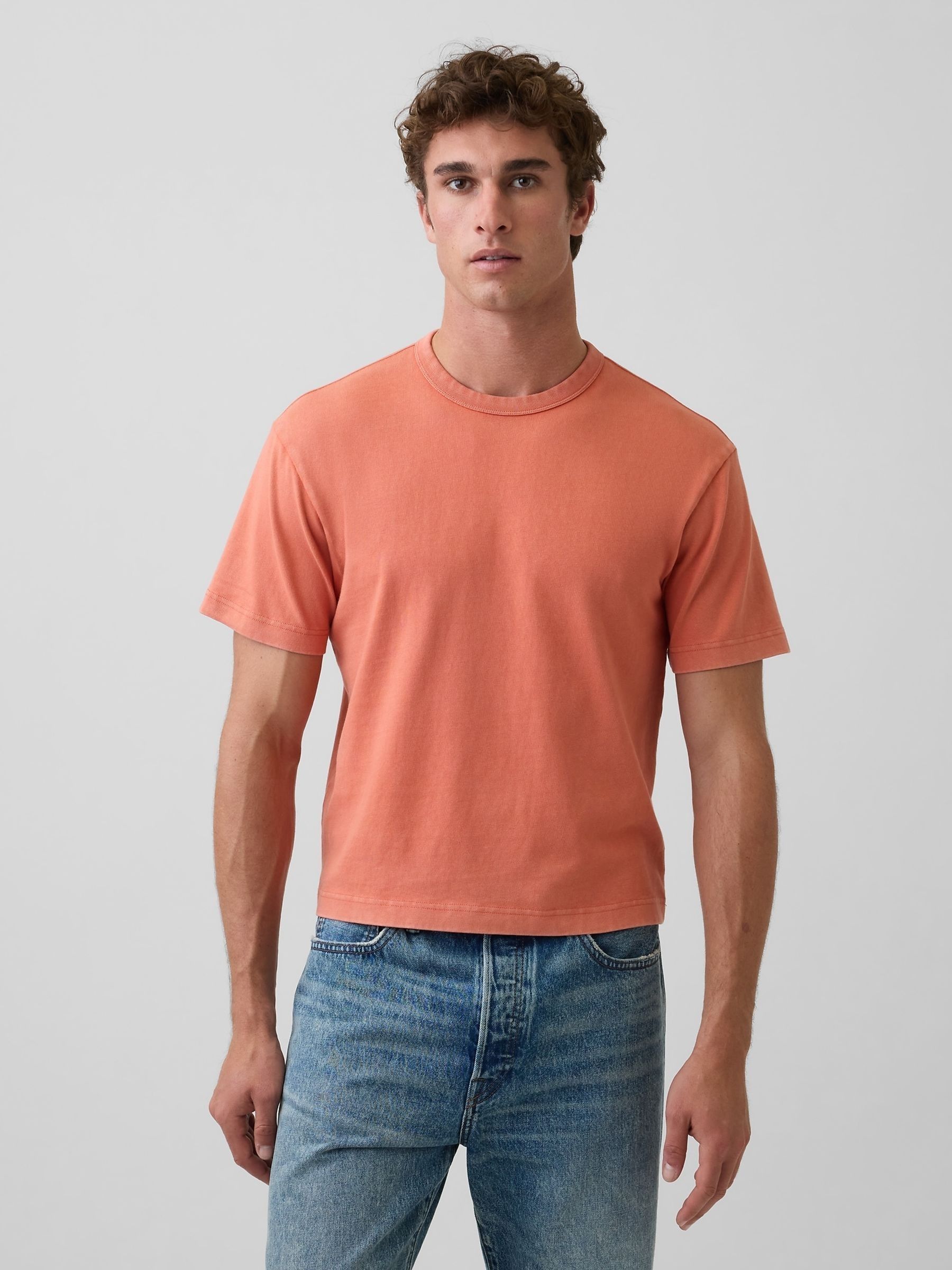 Orange - Regular Heavyweight Boxy Short Sleeve T-shirt