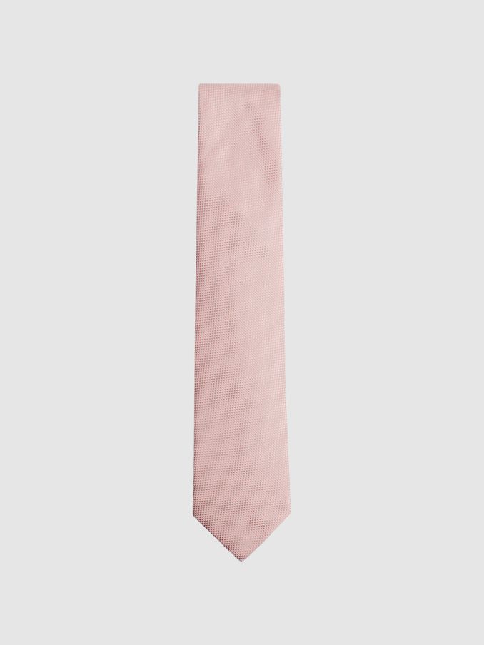 Textured Silk-Blend Tie in Soft Pink (D39987) | £18