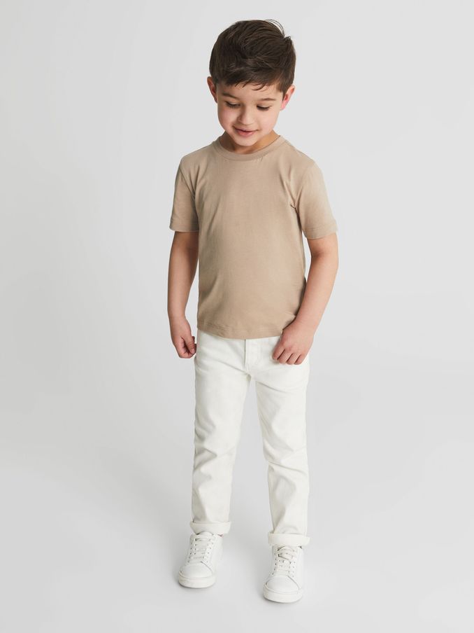 9-13 yrs Crew Neck T-Shirt in Stone (D45159) | £12