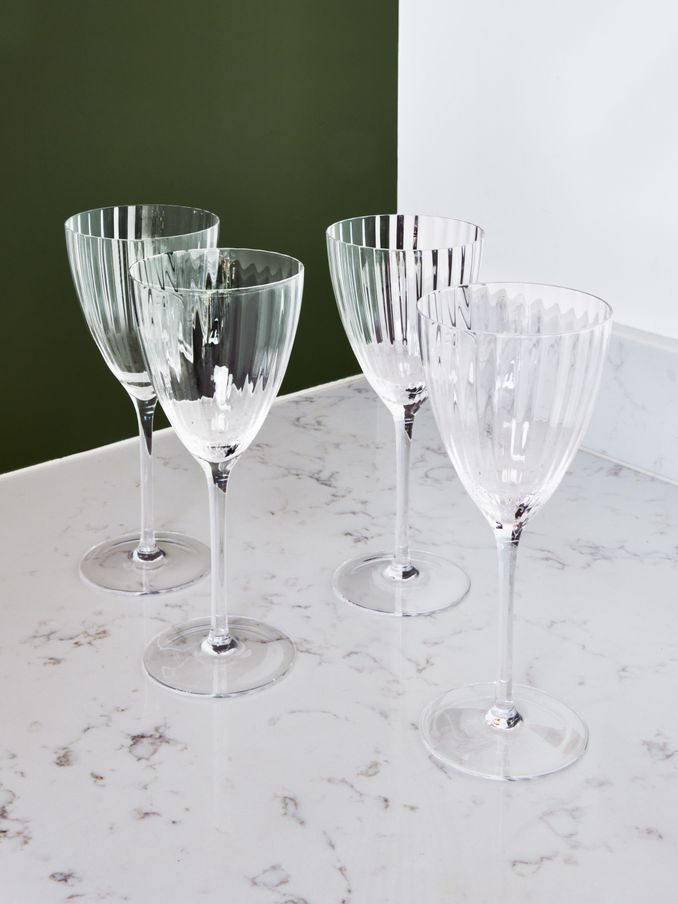Jasper Conran London Set of 4 Clear Fluted Wine Glasses (D48386) | £45