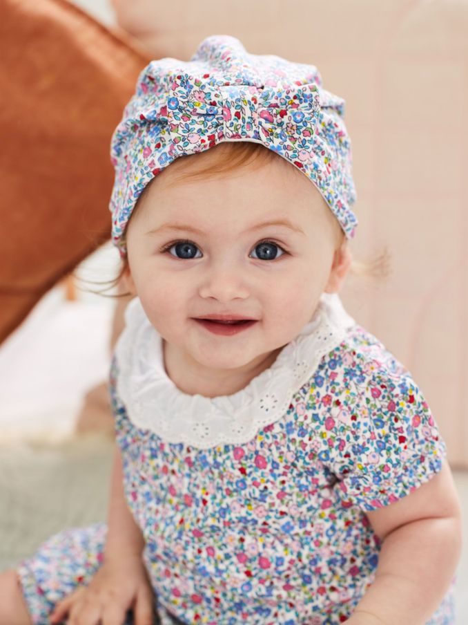 Pink Ditsy Ladybird Floral Print Turban (D51866) | £3