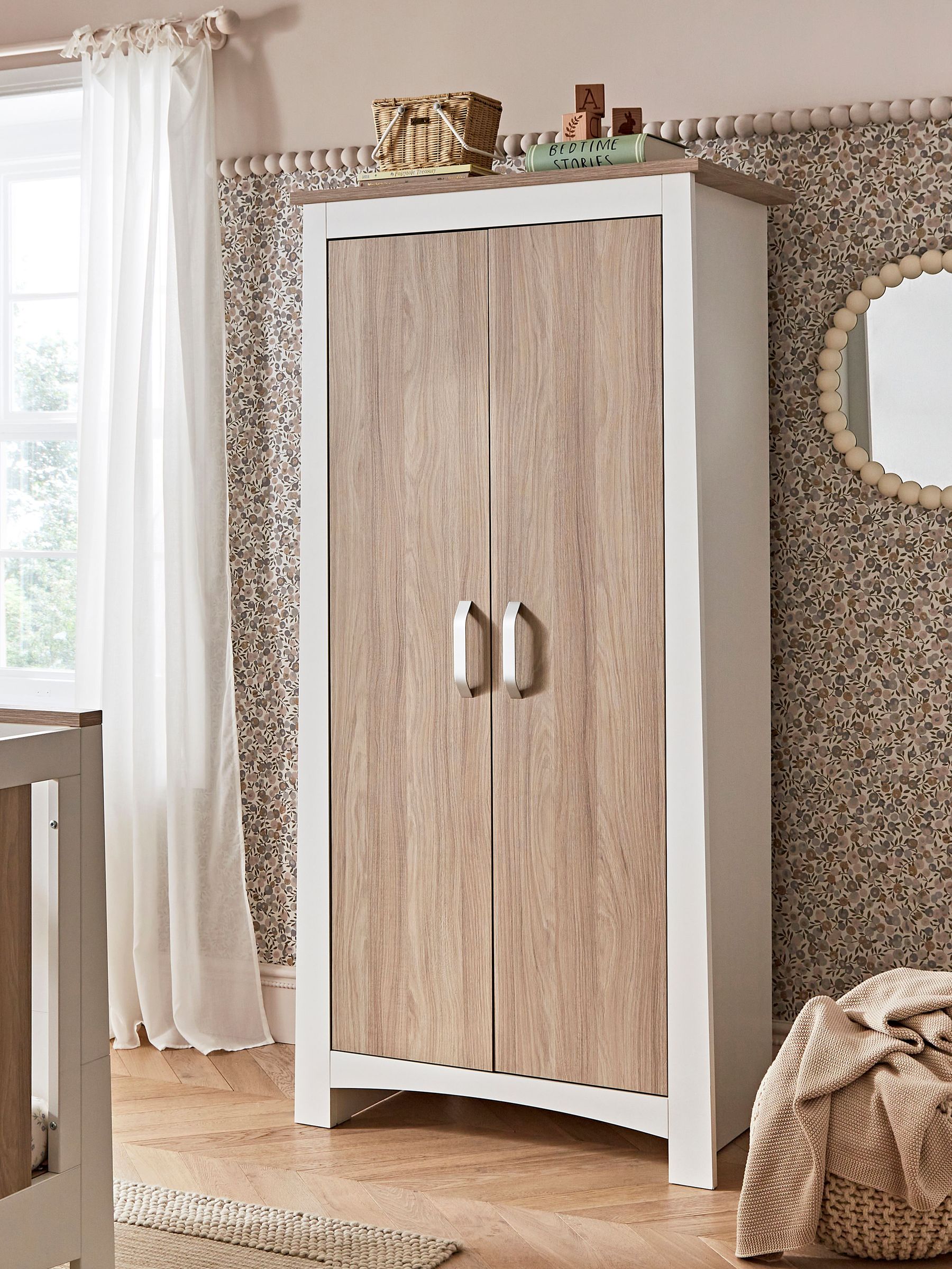 Cuddleco White Ada 2 Door Nursery Wardrobe in White and Ash (D56209) | £349