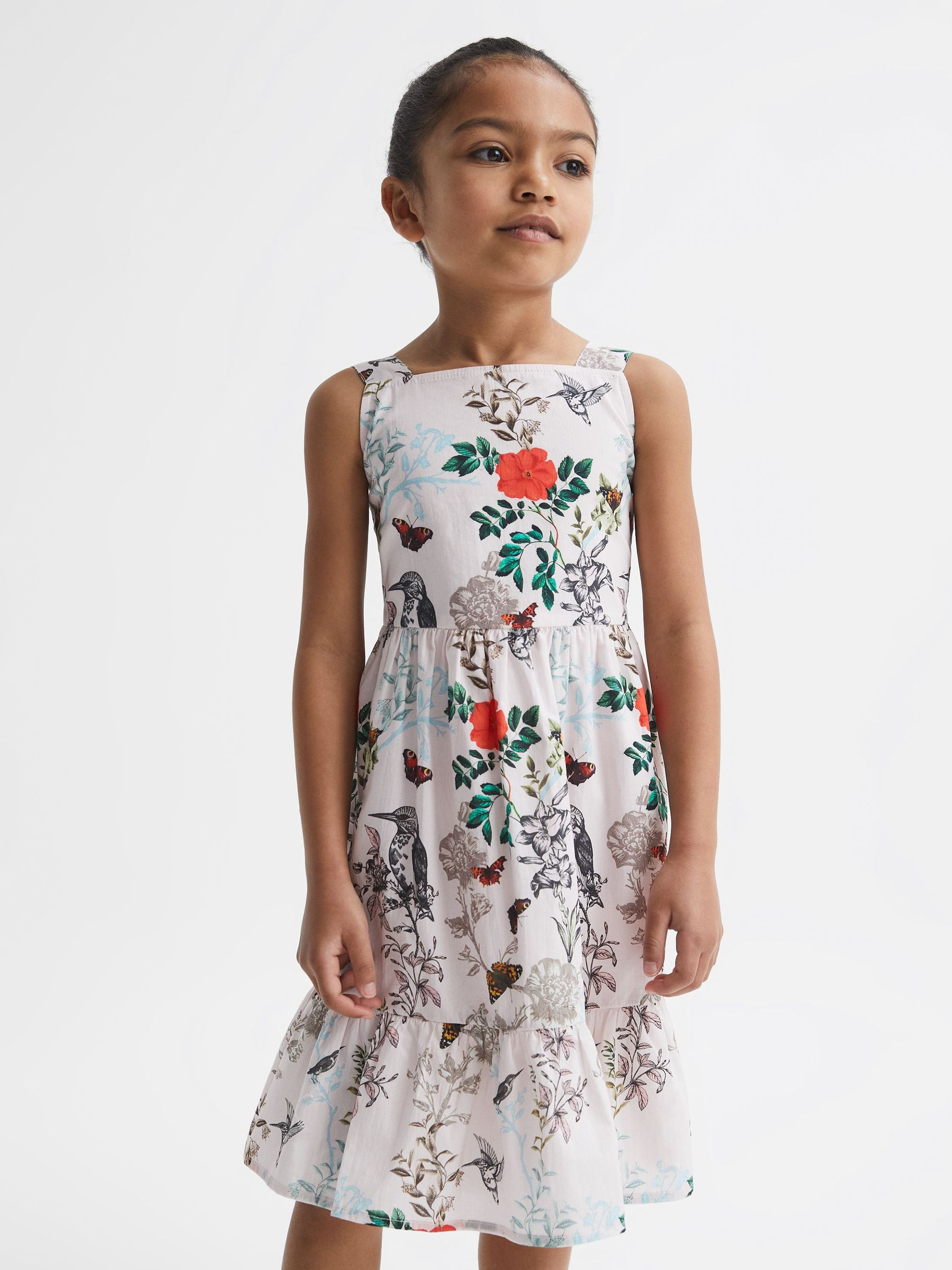 9-12 yrs Printed Strappy Dress in Ivory Print (D56890) | £25