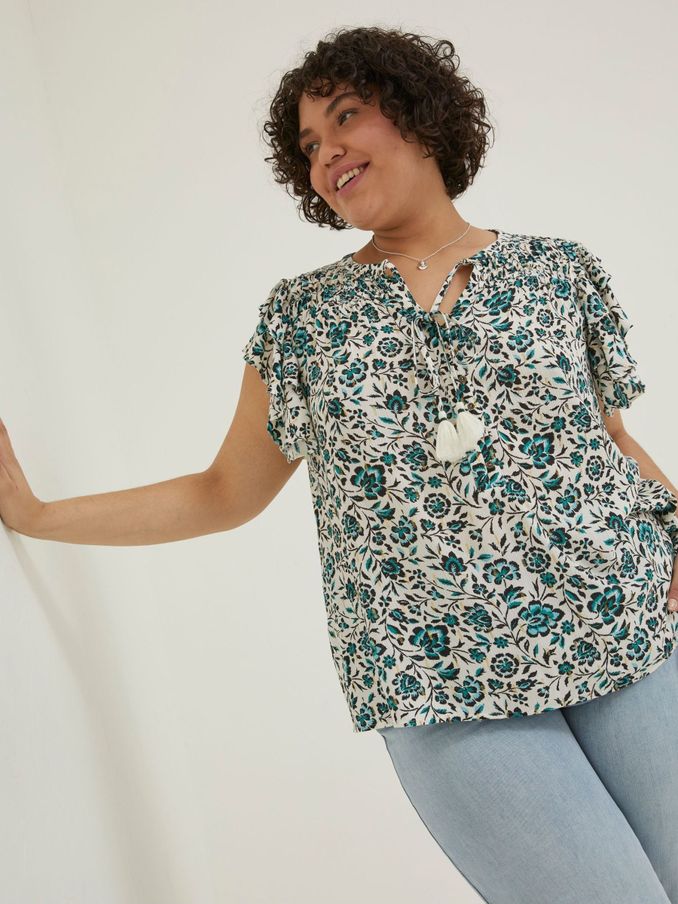 Natural Kai Sketched Floral Top (D57538) | £25