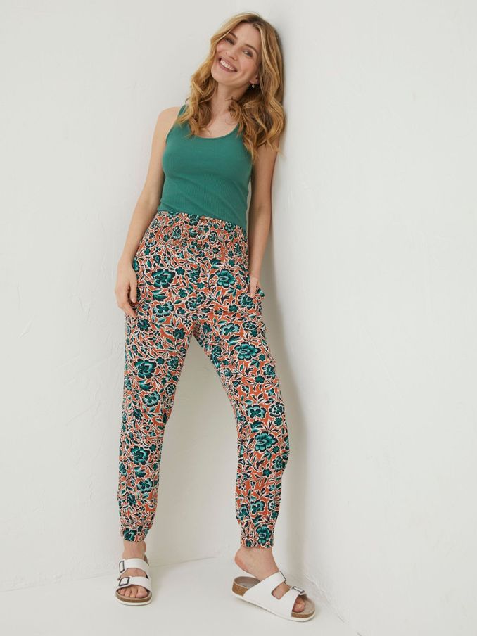 Orange Shirred Cuffed Sketched Trousers (D57575) | £22