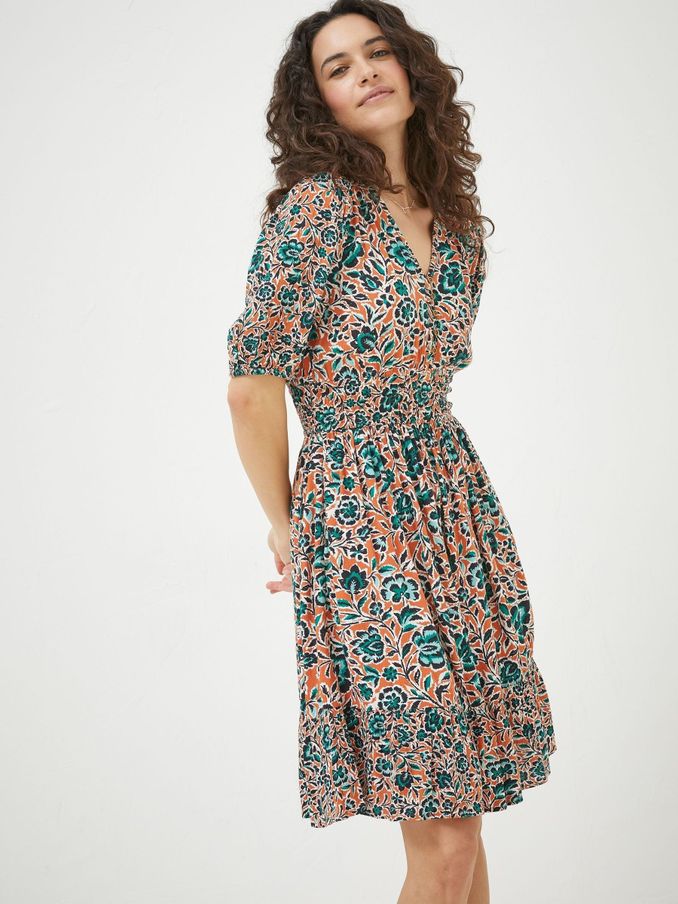 Orange Lottie Sketched Floral Dress (D57852) | £32