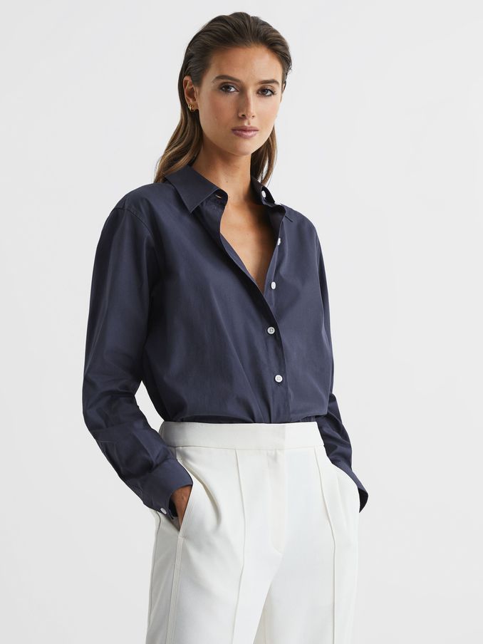 Cotton Shirt in Navy